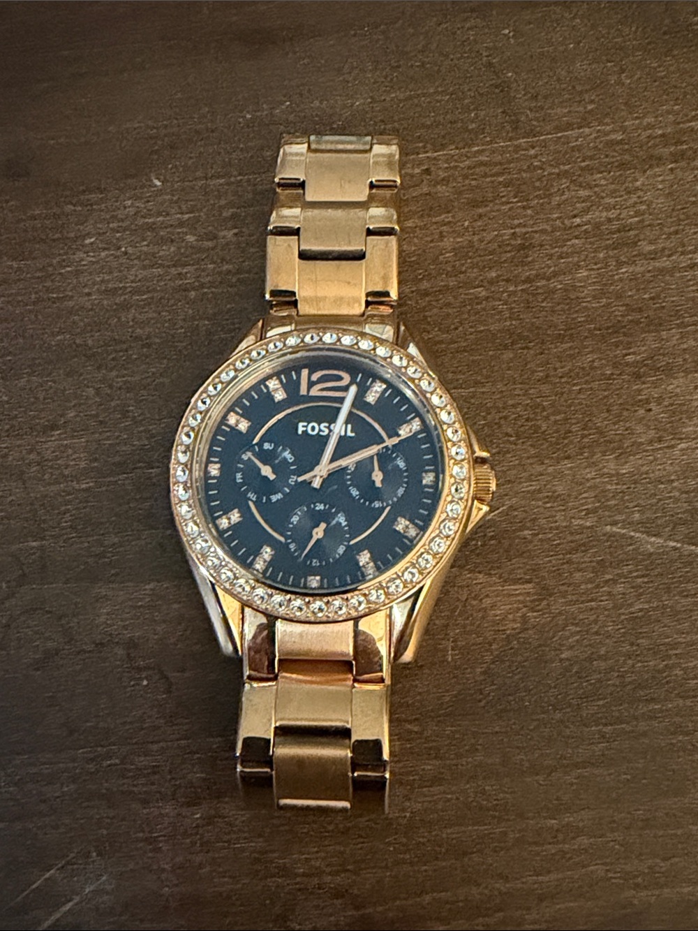 Fossil ES3341 Rose Gold-Tone Crystal Multifunction Women’s Watch